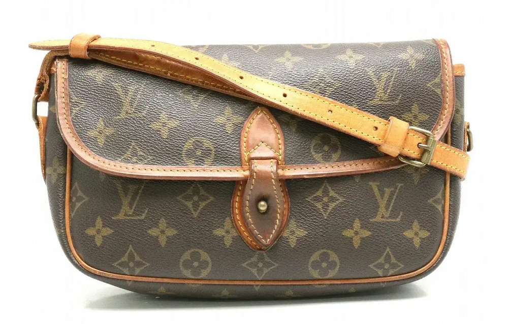 Louis Vuitton Monogram Gibeciere Pouch Crossbody Bag Canvas Leather Brown